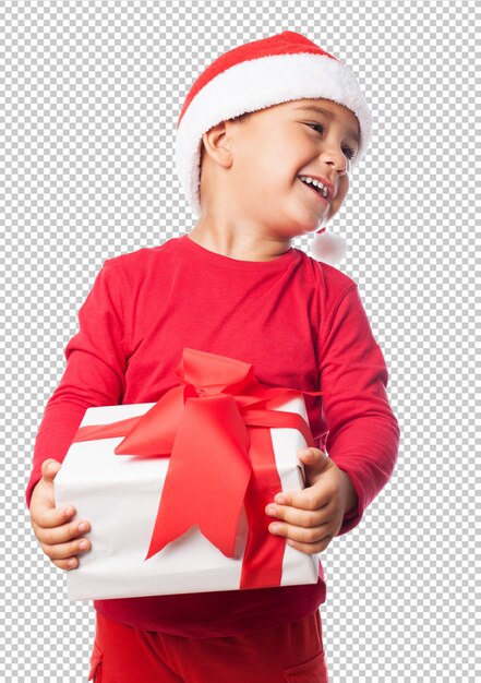 Little kid boy celebrating christmas