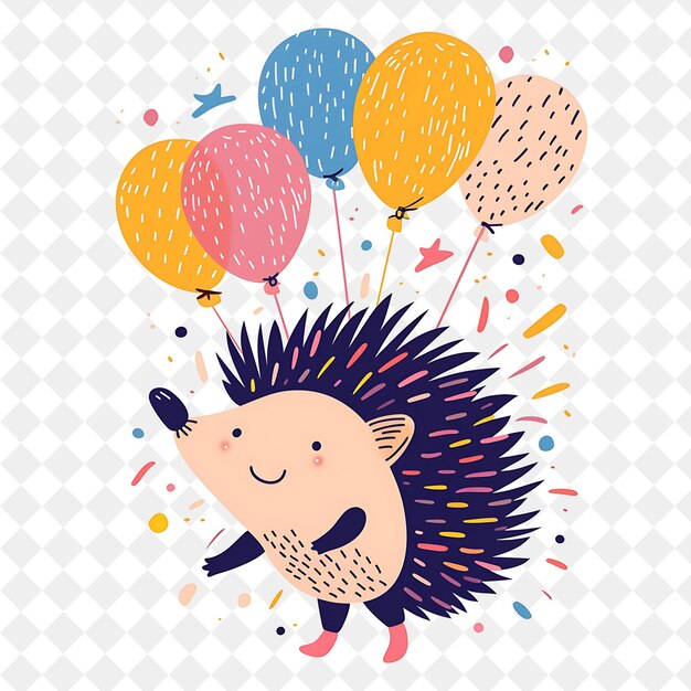 PSD a little rat with balloons and a little boy with a balloon that says quot happy birthday quot