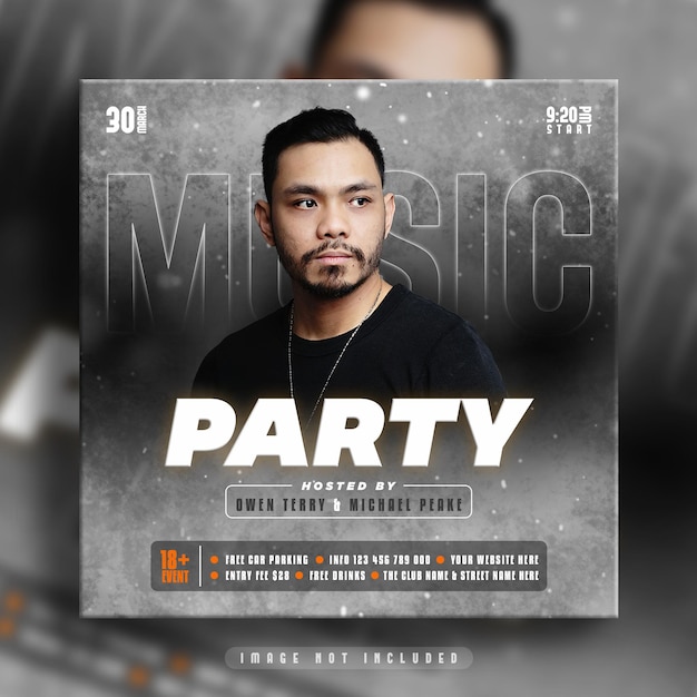 Live music concert DJ party flyer instagram social media post banner