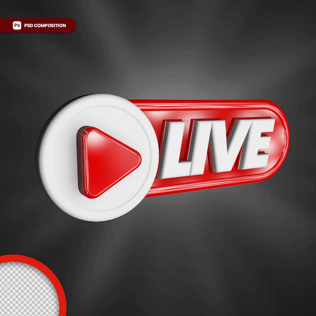 Live streaming 3d render icon badge isolated