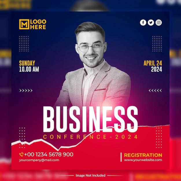 Live streaming business conference Social Media post design