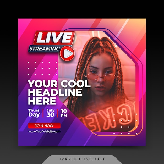 Live streaming instagram post social media post template