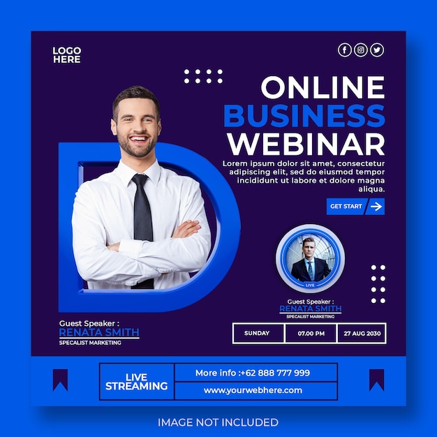 live streaming online webinar and social media post template