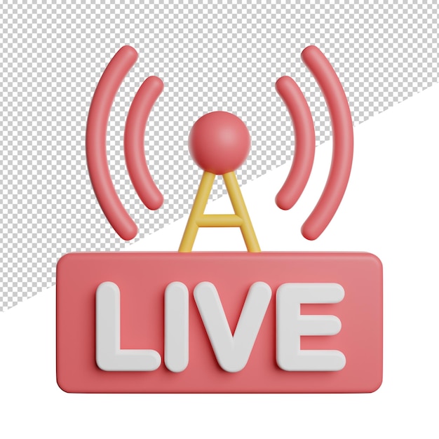 Live Streaming Sign front view 3d rendering icon illustration on transparent background