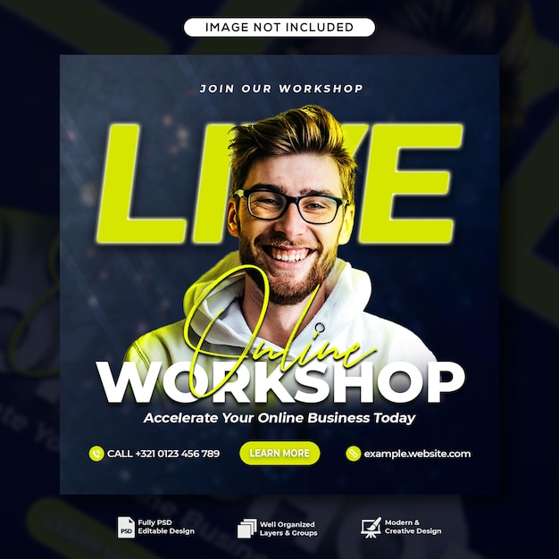 Live streaming webinar promotion social media instagram post banner template