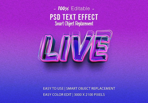 Live Text Style Effect Editable 3d Design