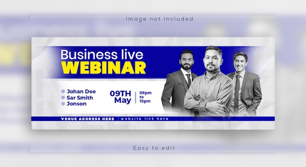 PSD live webinar online business conference web banner and facebook cover template design