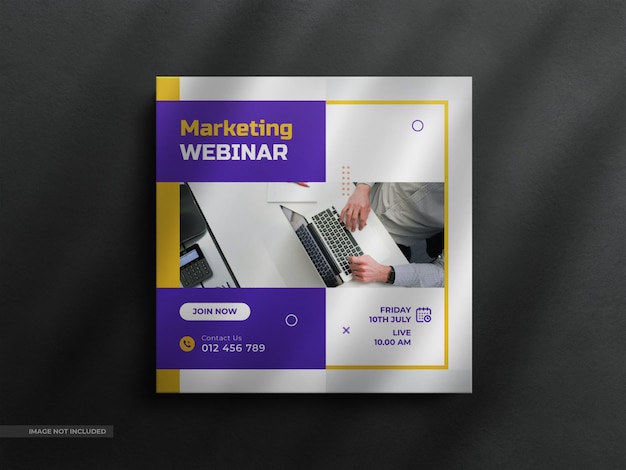 Live webinar social media post template and Instagram banner with a clean luxury template