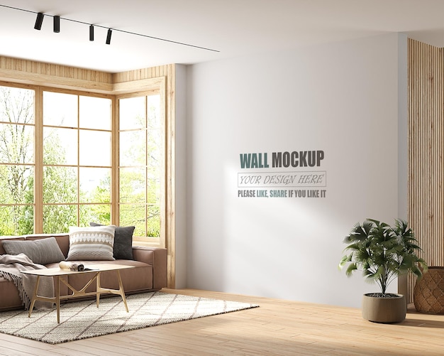 Living room designed with American style Wall mockup