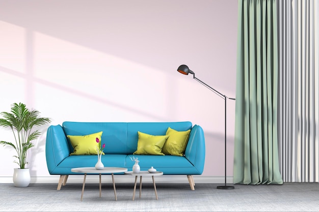 Living room interior with sofa in 3d rendering