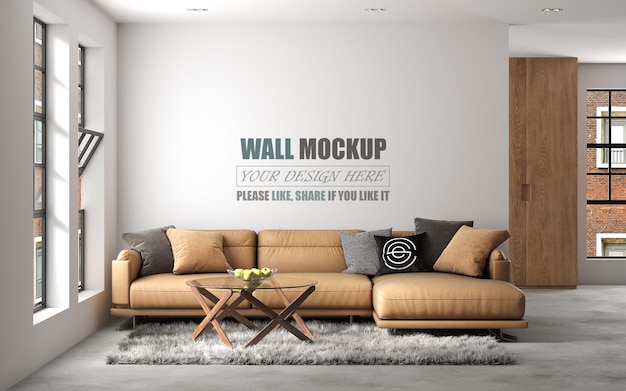 The living room is designed with American style Wall mockup