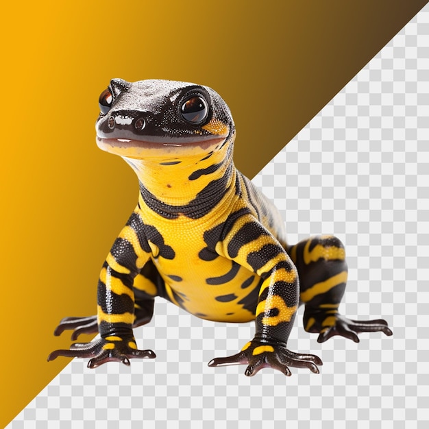 a lizard that is orange and yellow with a black background