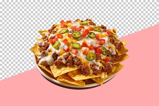 Loaded nachos. isolated object, transparent background