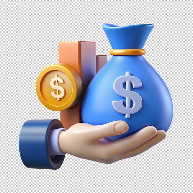 Loan fund money bag Finance Economy 3D Object