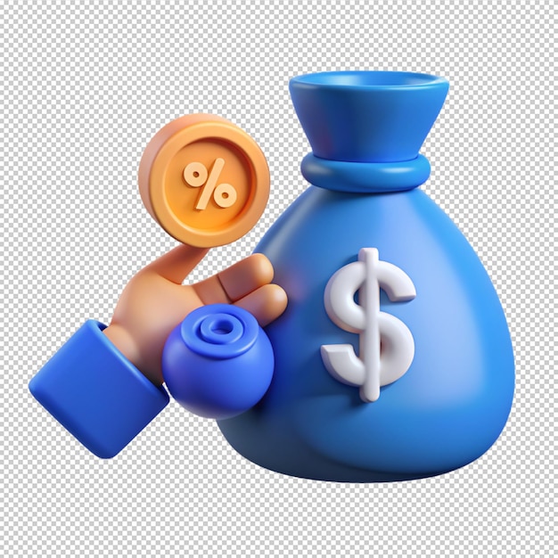 Loan fund money bag Finance Economy 3D Object