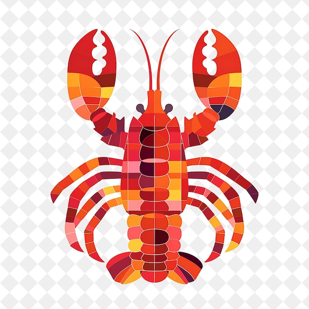 a lobster with a colorful pattern on the front and the words lobster on the front