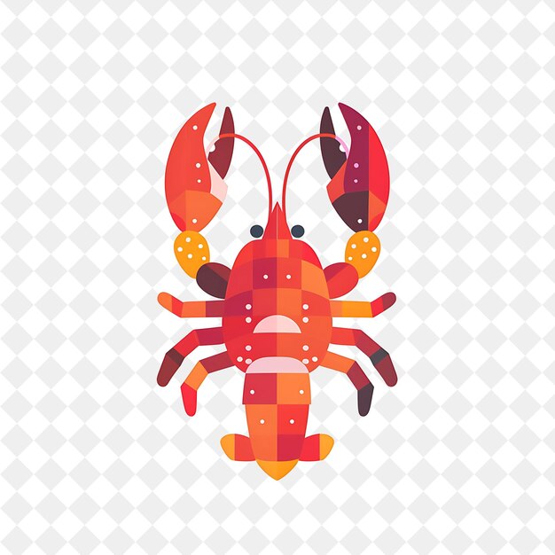 a lobster with a pattern of a background with a pattern of dots and a white background