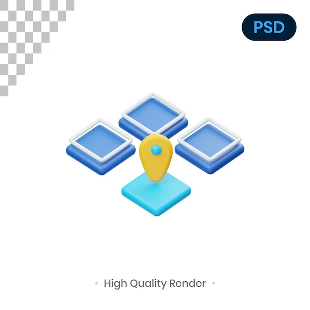 PSD location 3d render illustration premium psd