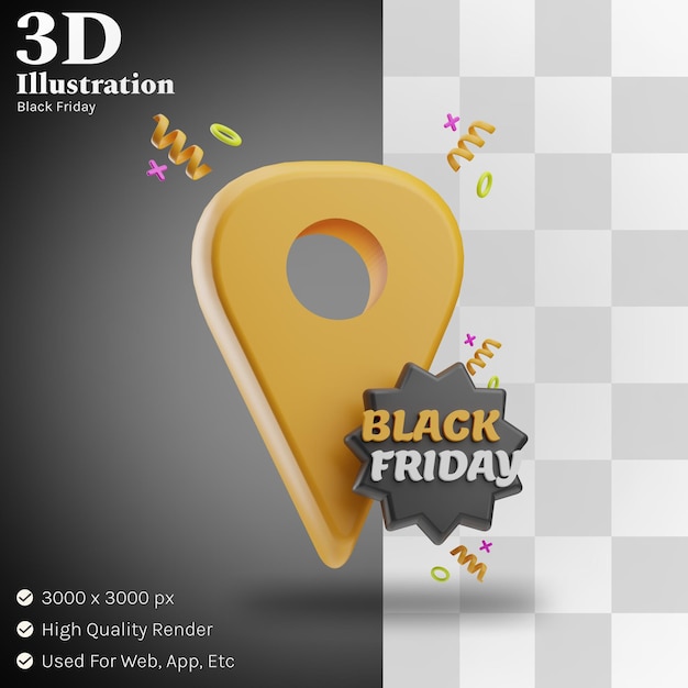 Location Black friday illustration 3d