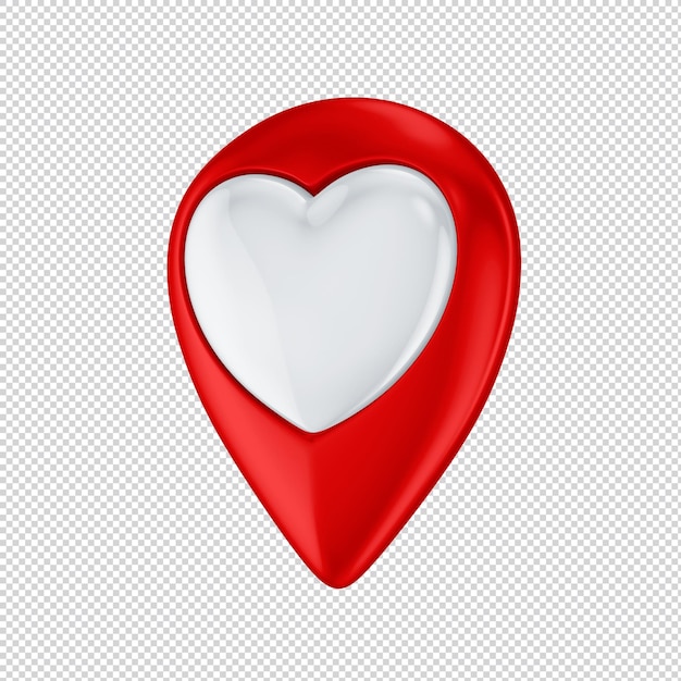 location icon with realistic 3d heart