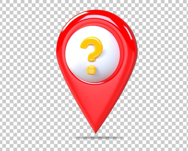 Location question mark icon 3d pin on isolated background