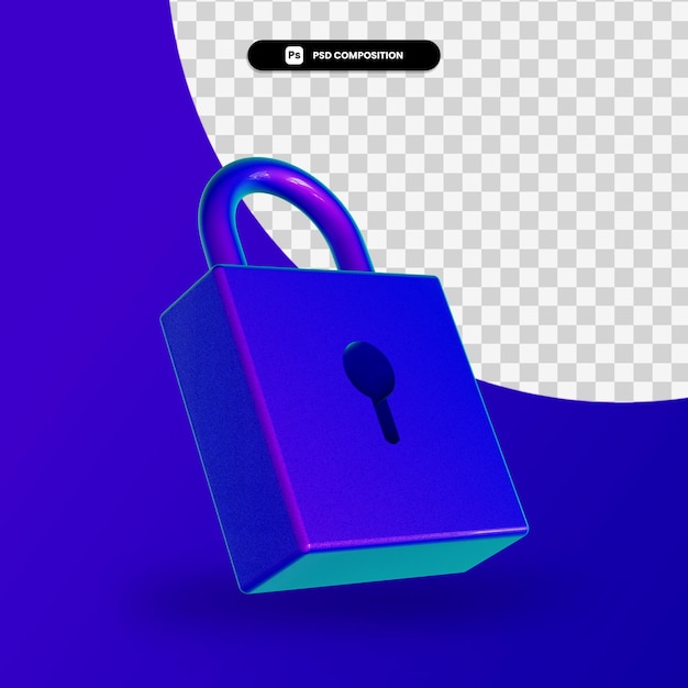 Lock 3d render illustration isolated