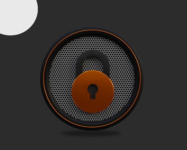 Lock icon 3d rendering