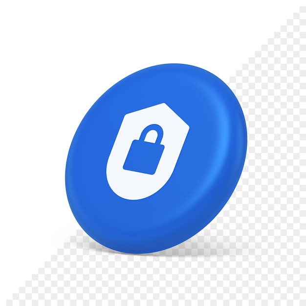 Lock shield security button privacy blocked password service web app 3d isometric realistic icon