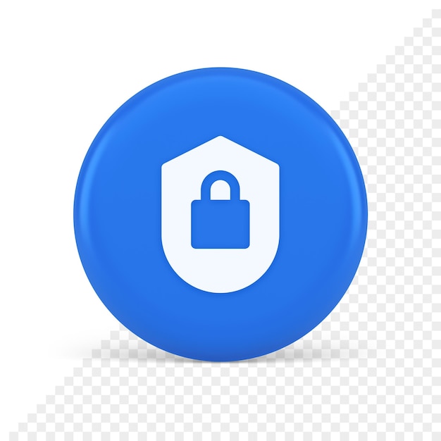 Lock shield security button privacy blocked password service web app 3d realistic icon