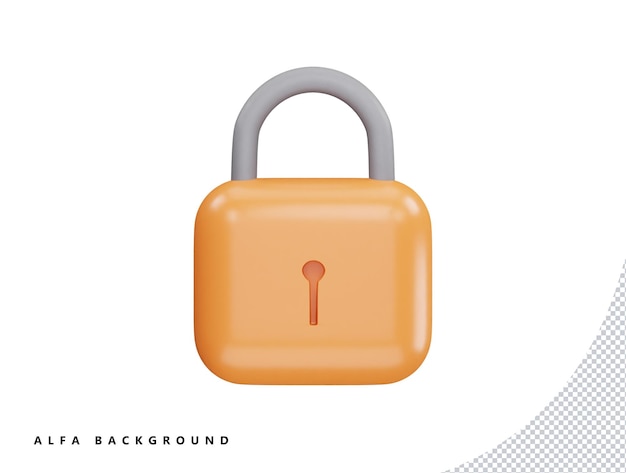 Lock with 3d vector icon cartoon minimal style illustration