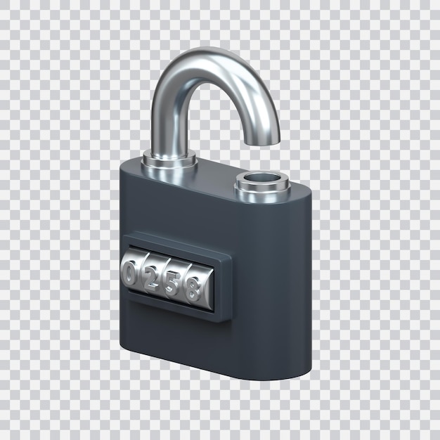 Lock with password 3d rendering icon Isolated on white