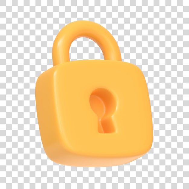 Locked padlock isolated on white background 3D icon sign and symbol Cartoon minimal style 3D Render