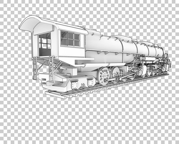 PSD locomotive on transparent background 3d rendering illustration