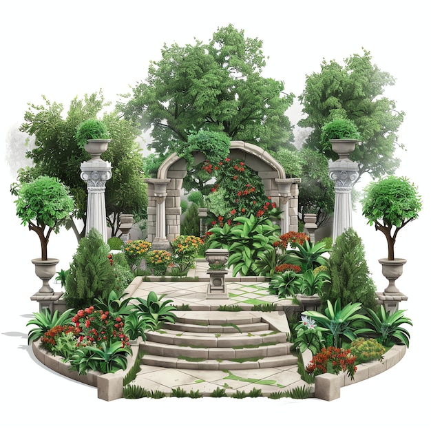 PSD lodi garden indian illustration realistic