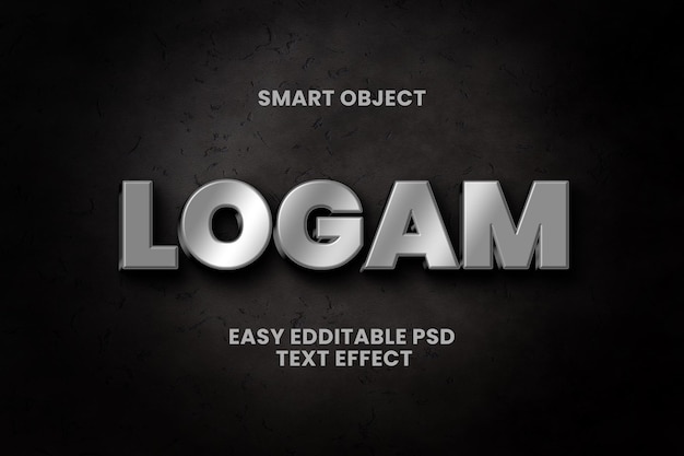 LOGAM METAL STAINLESS REALISTIC 3D TEXT EFFECT