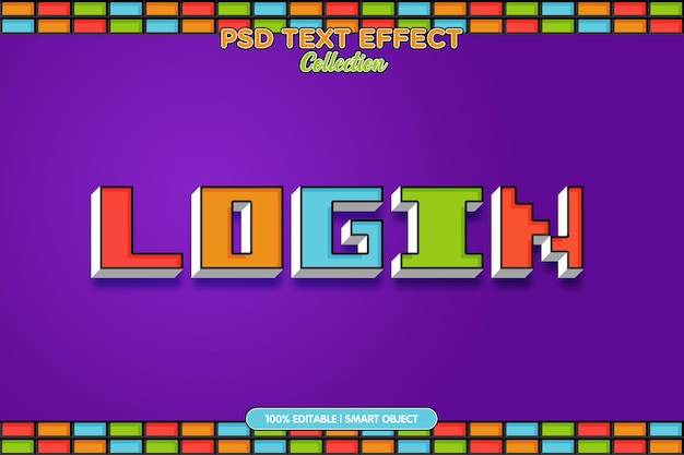 login psd text effect template pixel art style