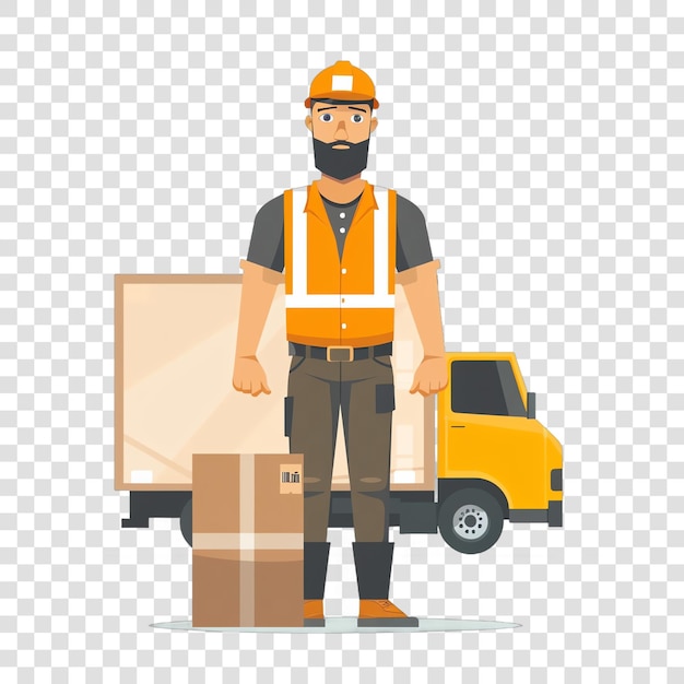 PSD logistics worker illustration job