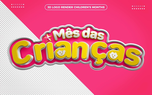 logo 3d render Childrens month light pink