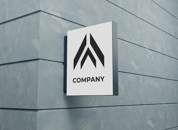 logo company mockup with board sign on the wall