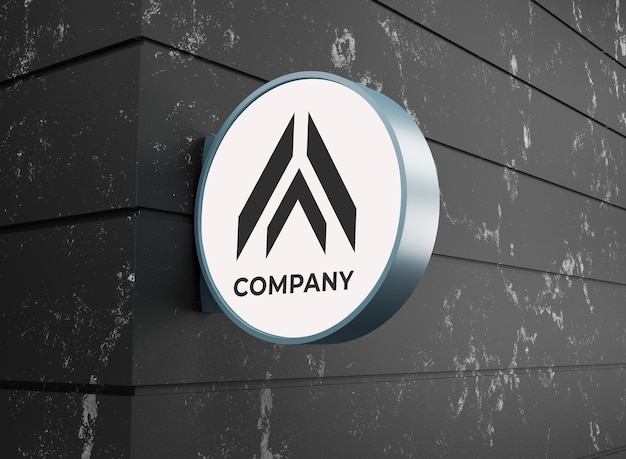 logo company mockup with board sign on the wall