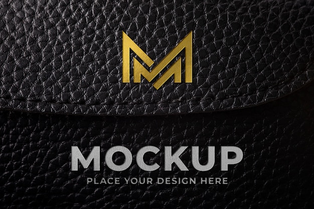 Logo design mock-up on leather material