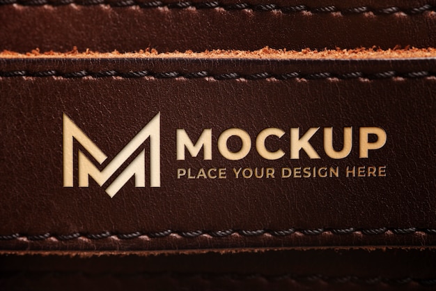 Logo design mock-up on leather material