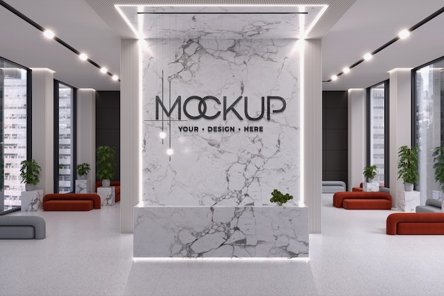 Logo on marble wall mockup