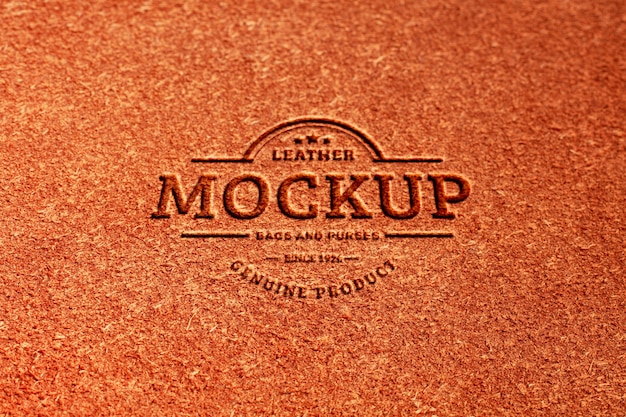 Logo mock-up effect on leather material