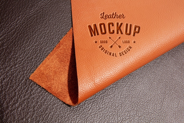 Logo mock-up effect on leather material