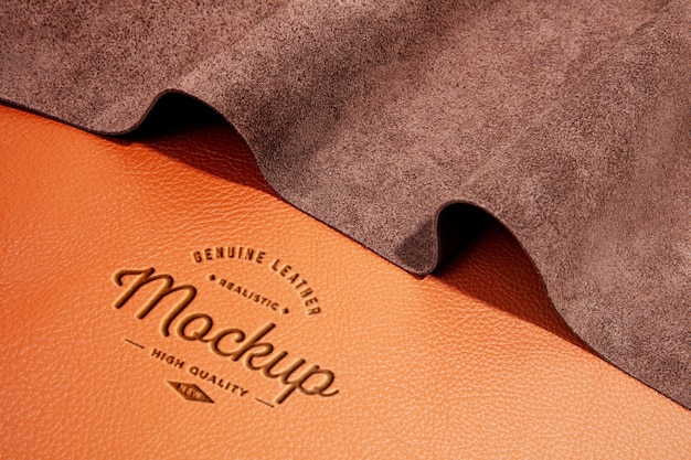 Logo mock-up effect on leather material