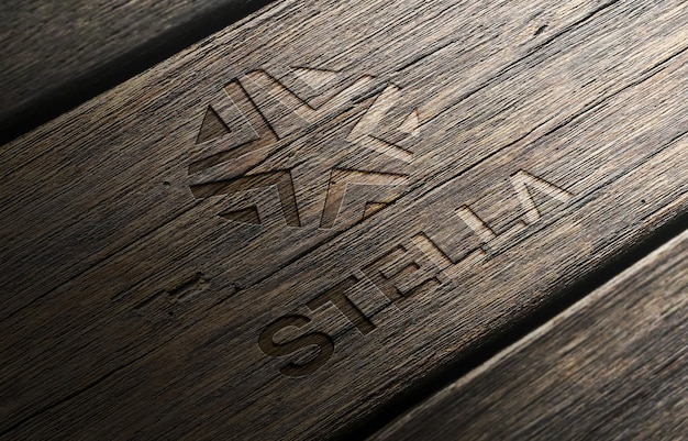 Logo mockup 3d wood