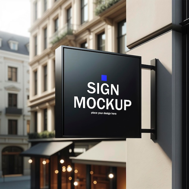 Logo Mockup Black Square Sign