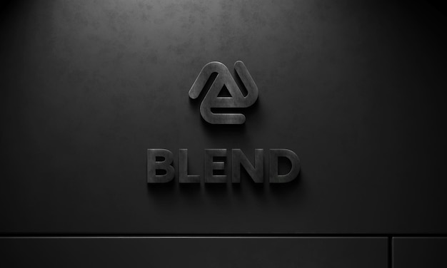 Logo mockup on black wall