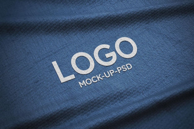 Logo mockup on blue fabric